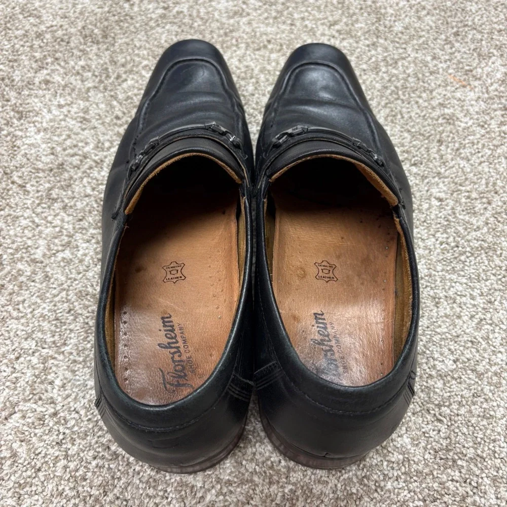 Florsheim Postino Horse Bit Loafers Mens 11.5 D Black Leather Dress Shoes 15184